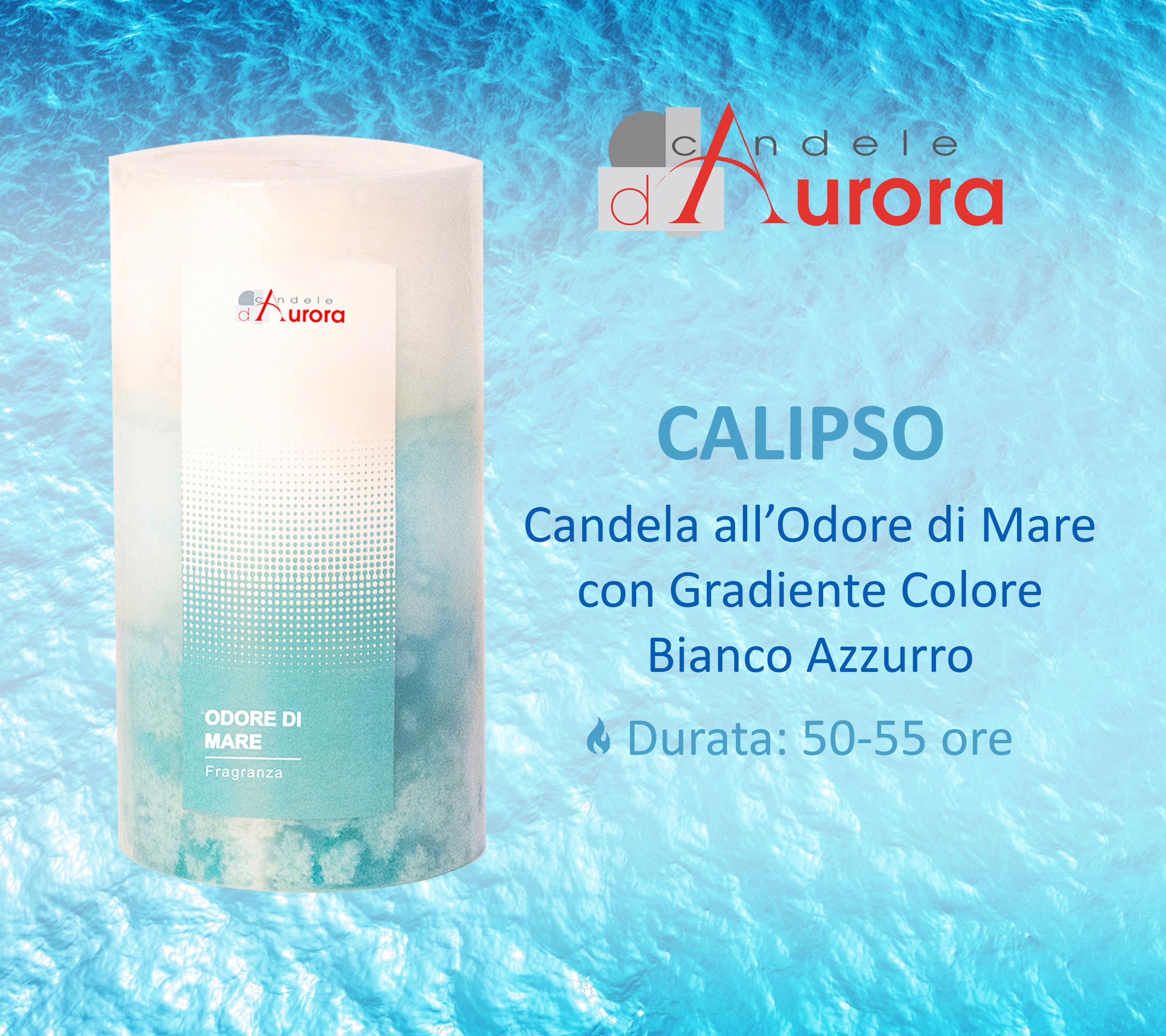 Aurora Calipso Scented 2-Layer Blue Wax Candle - 6.8 x 6.8 x 13 cm for Home Decor, Romantic Dinners & Relaxation