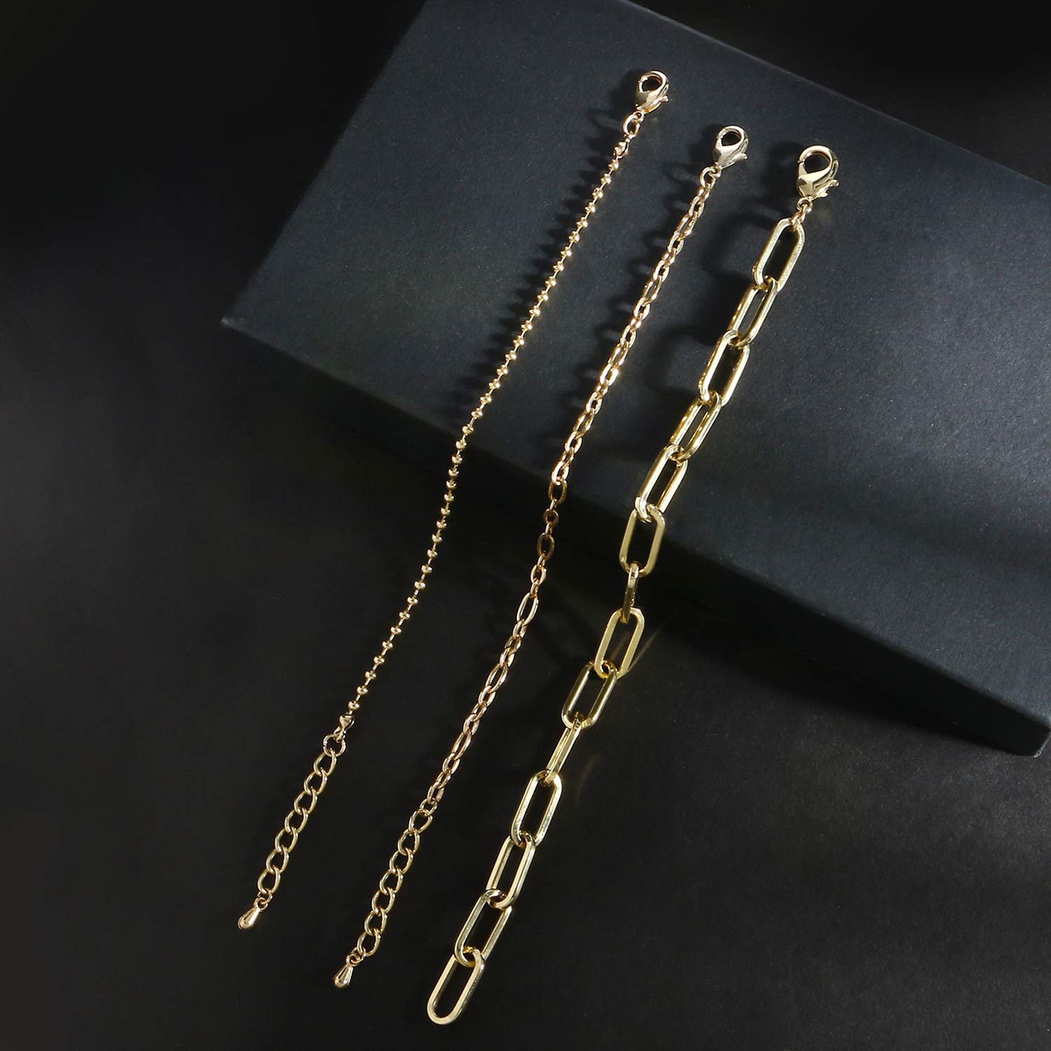 14K Gold Plated Dainty Link Beads Bracelet for Women - Adjustable Layered Metal Bracelet Set, Handmade Fashion Jewelry Gift for Her | Perfect for Date Night, Office Wear & Special Occasions