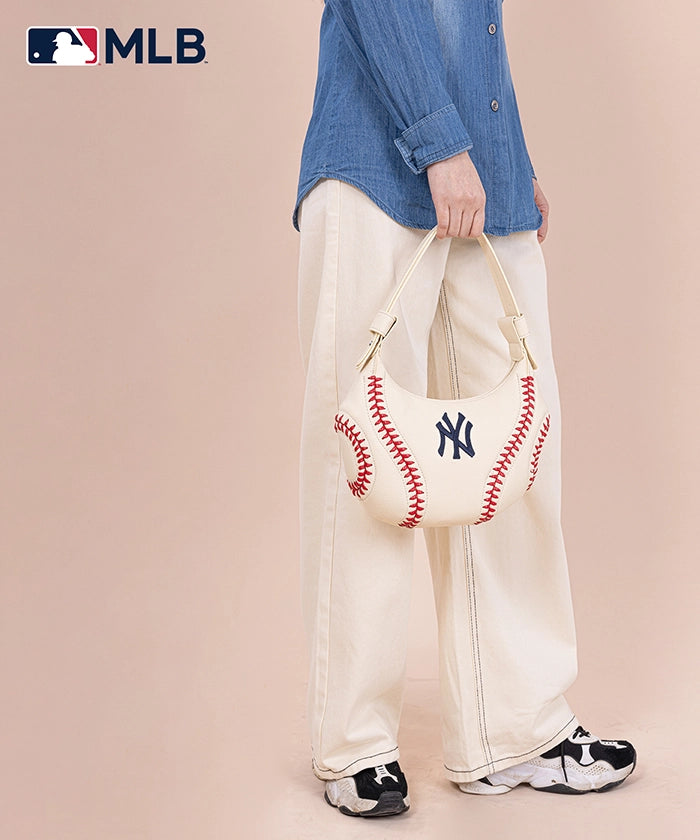 MLB New York Yankees Hobo Bag for Women - Stylish Crossbody Shoulder Purse - Perfect for Baseball Games, Travel & Everyday Use