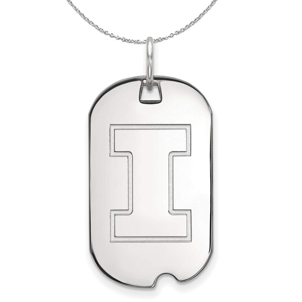 Black Bow Sterling Silver University of Illinois Dog Tag Pendant Necklace - Perfect for Alumni Gifts, Graduation Jewelry & School Spirit Accessories