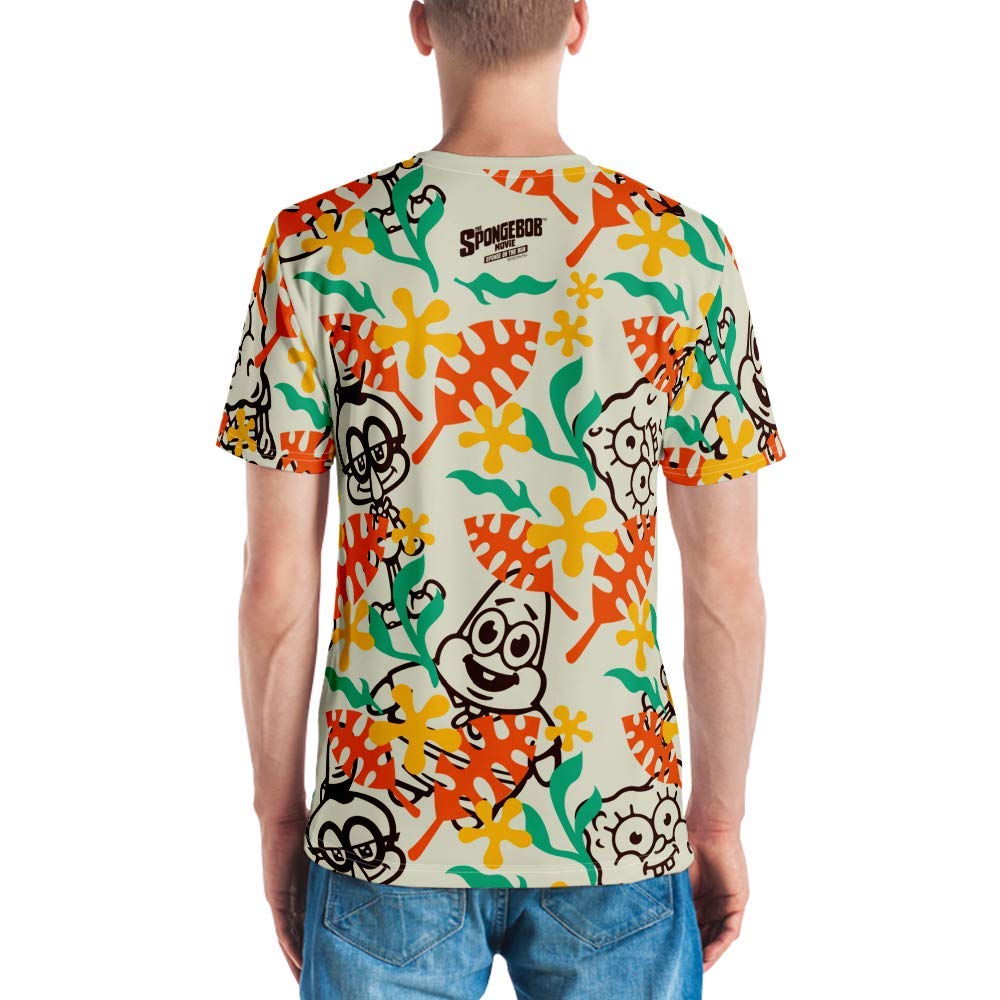 SpongeBob SquarePants Camp Coral Floral Print Unisex Short Sleeve T-Shirt - Soft Cotton Tee for Kids & Adults, Perfect for Summer Outfits, Beach Trips, and Casual Wear