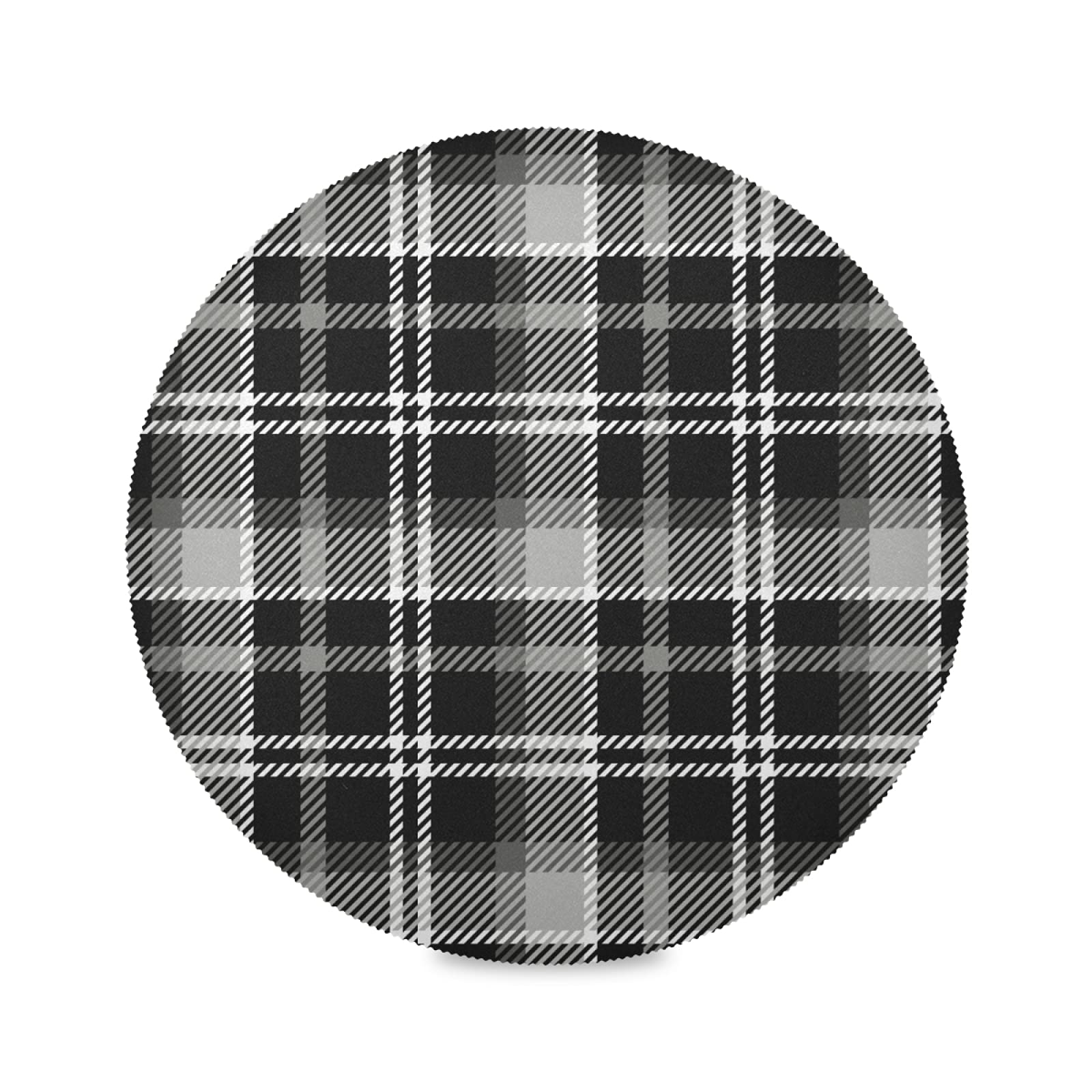 Black and White Plaid Tartan Checkered Round Placemats Set of 4 - Washable Dining Table Mats for Kitchen, Restaurant, and Party Decor - Perfect for Holiday Dinners and Everyday Use