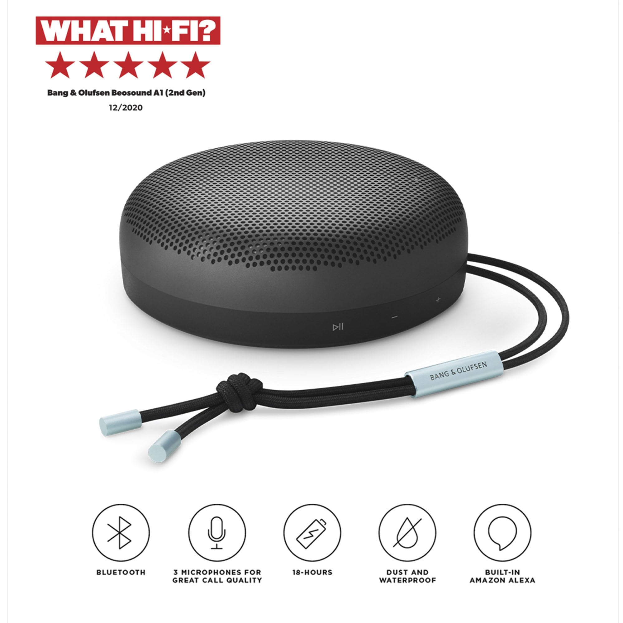 Bang & Olufsen Beosound A1 2nd Gen Wireless Bluetooth Speaker - Portable, Waterproof, Built-in Mic - Perfect for Outdoor Adventures, Beach Parties & Home Use
