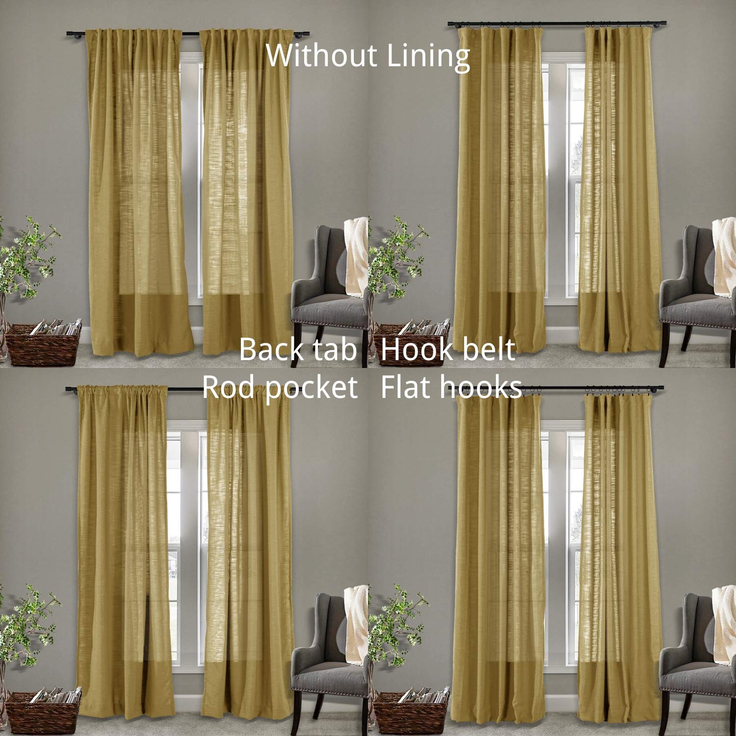 Thermal Insulated Extra Wide Linen Curtains - 120
