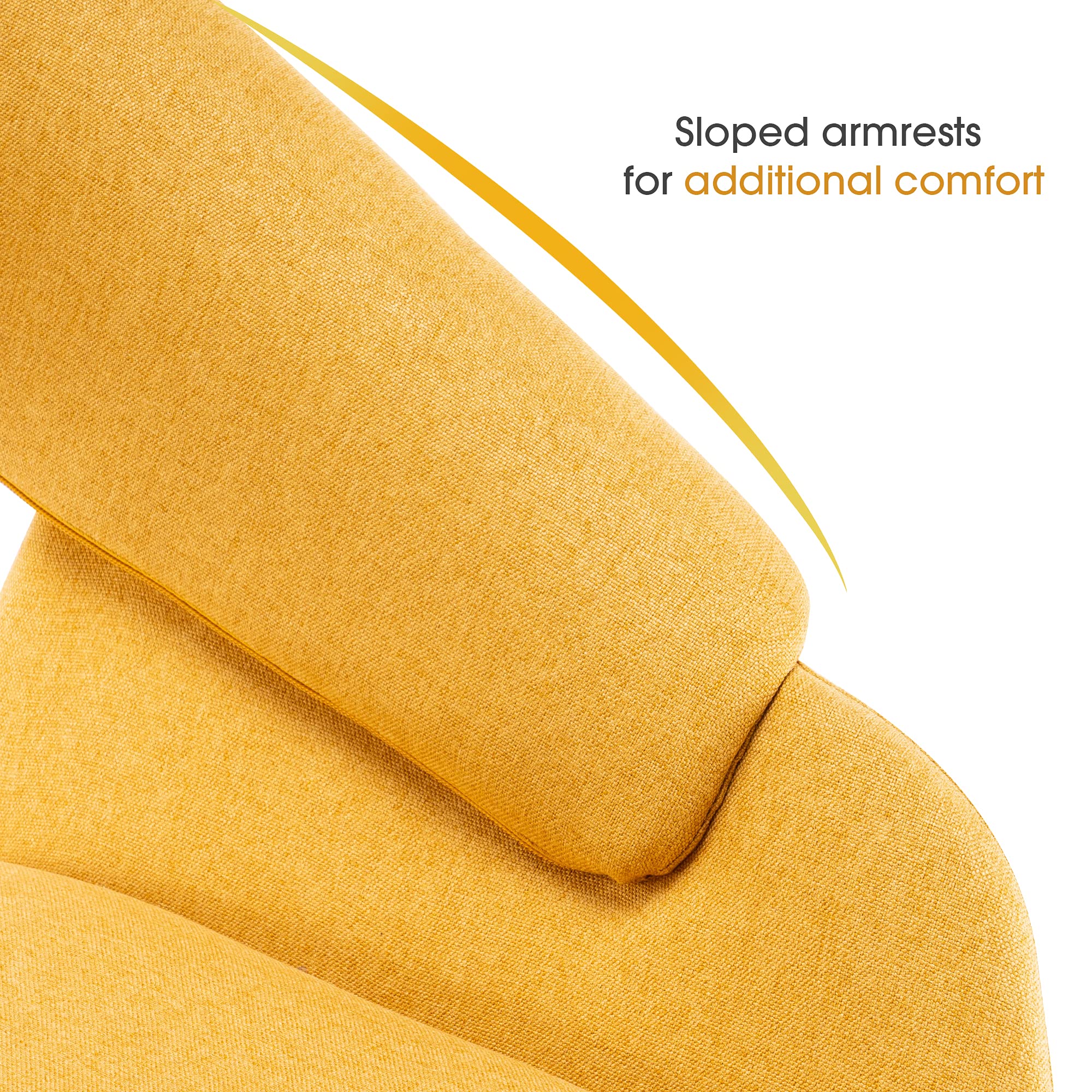 ivinta Mid-Century Modern Dining Chairs Set of 2 - Upholstered Accent Armchairs with Solid Wood Legs & Linen Fabric - Yellow Club Chairs with Cushions - Perfect for Dining Room, Living Room & Guest Seating