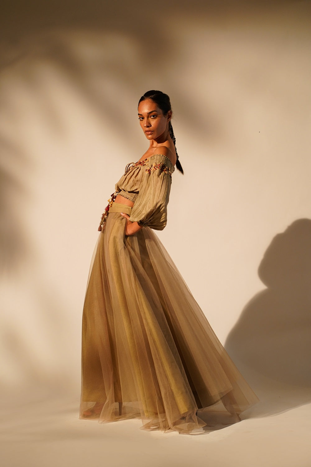 Elegant Off Shoulder Beige Blouse with Delicate Embroidery - Perfect for Summer Parties & Boho Chic Outfits