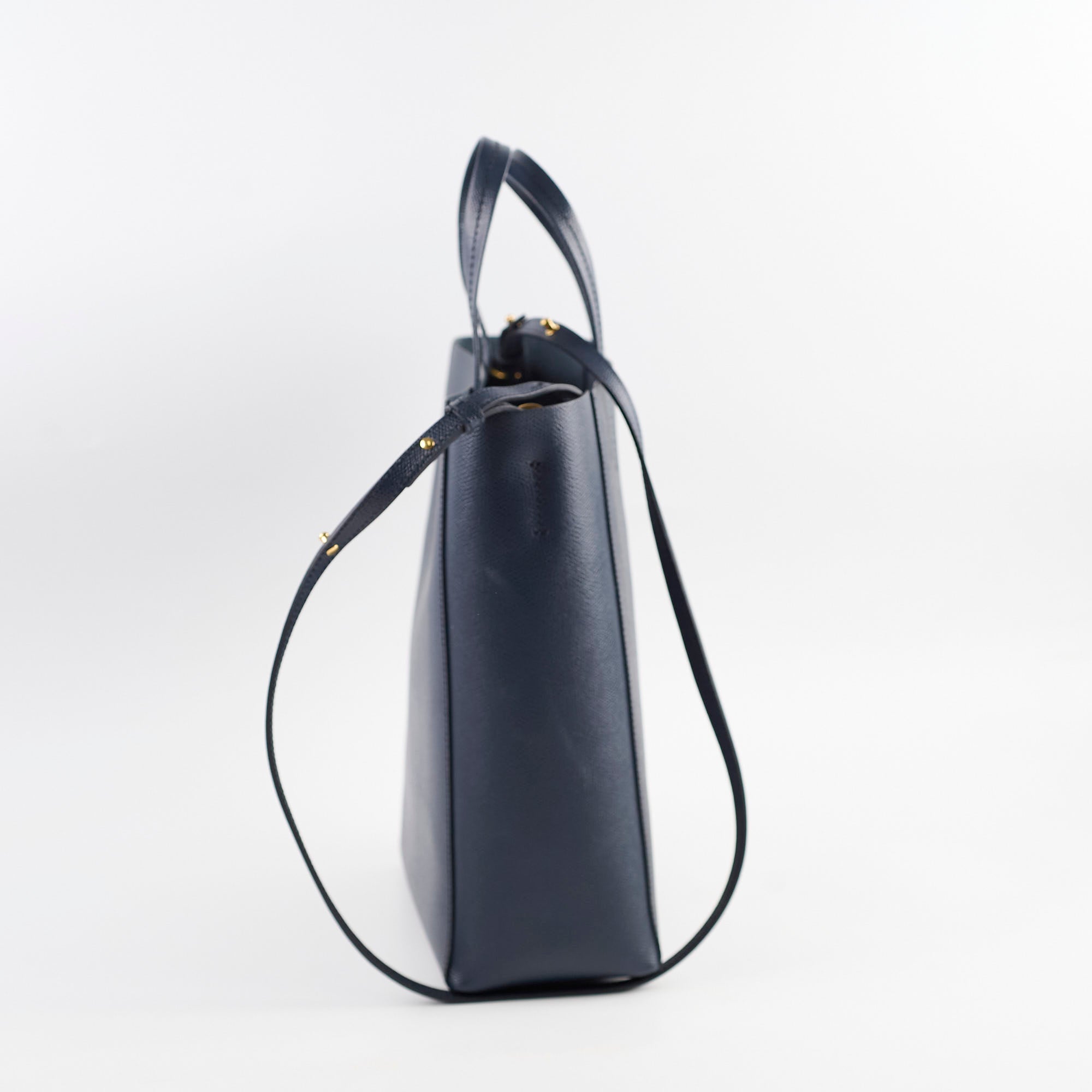 Celine Navy Leather Shopper Tote Bag for Women - Stylish & Spacious Handbag for Work, Travel & Everyday Use