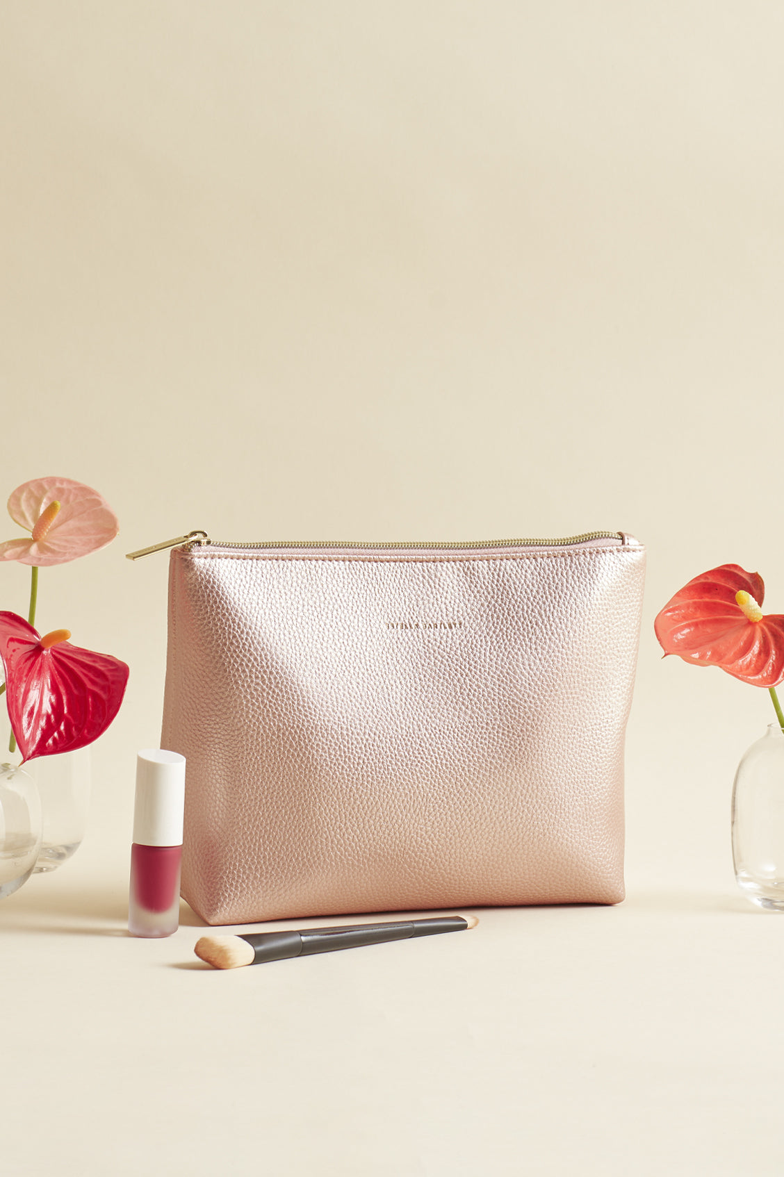 Metallic Blush Makeup Pouch EBP6273 - Glamorous Cosmetic Bag for Travel, Parties & Everyday Use