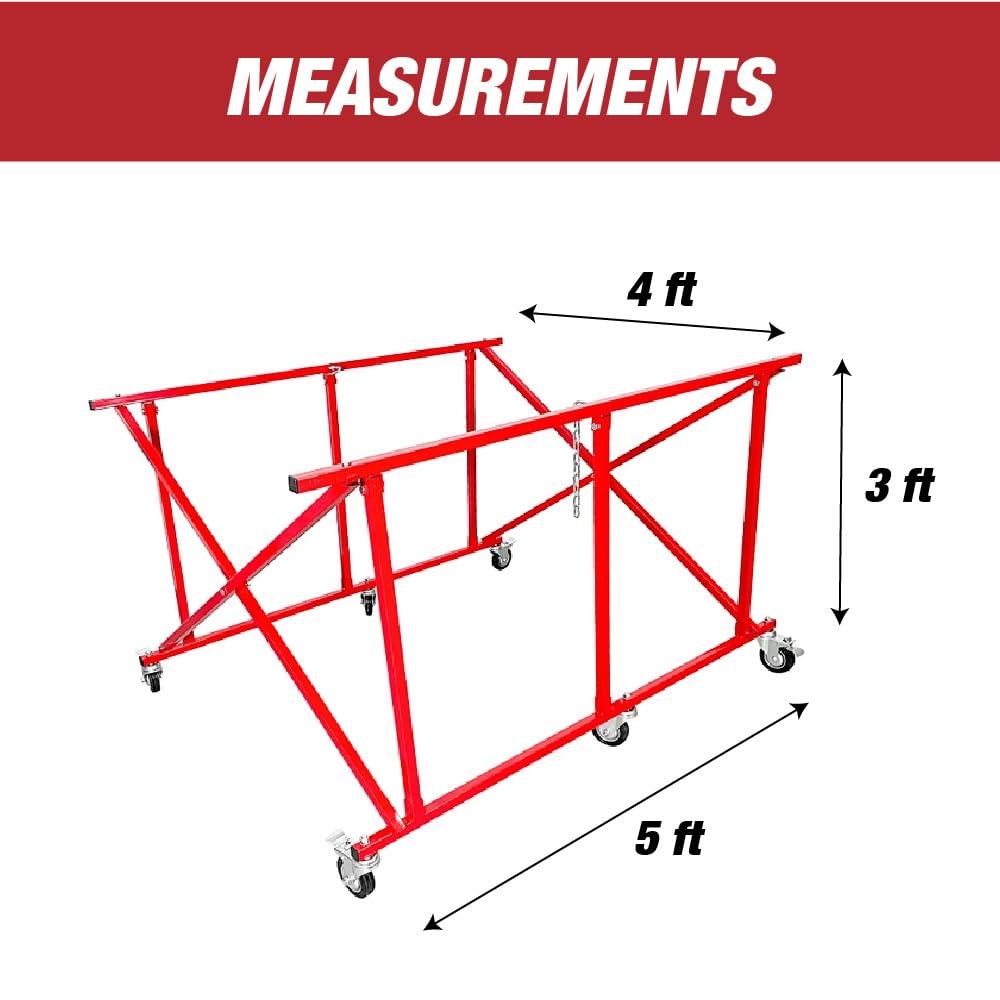 Heavy Duty Folding Pickup Truck Bed Dolly - 800 lbs Capacity Auto Body Cart with Lift Stand | Perfect for Moving Large Items, Auto Repair Shops & Truck Maintenance