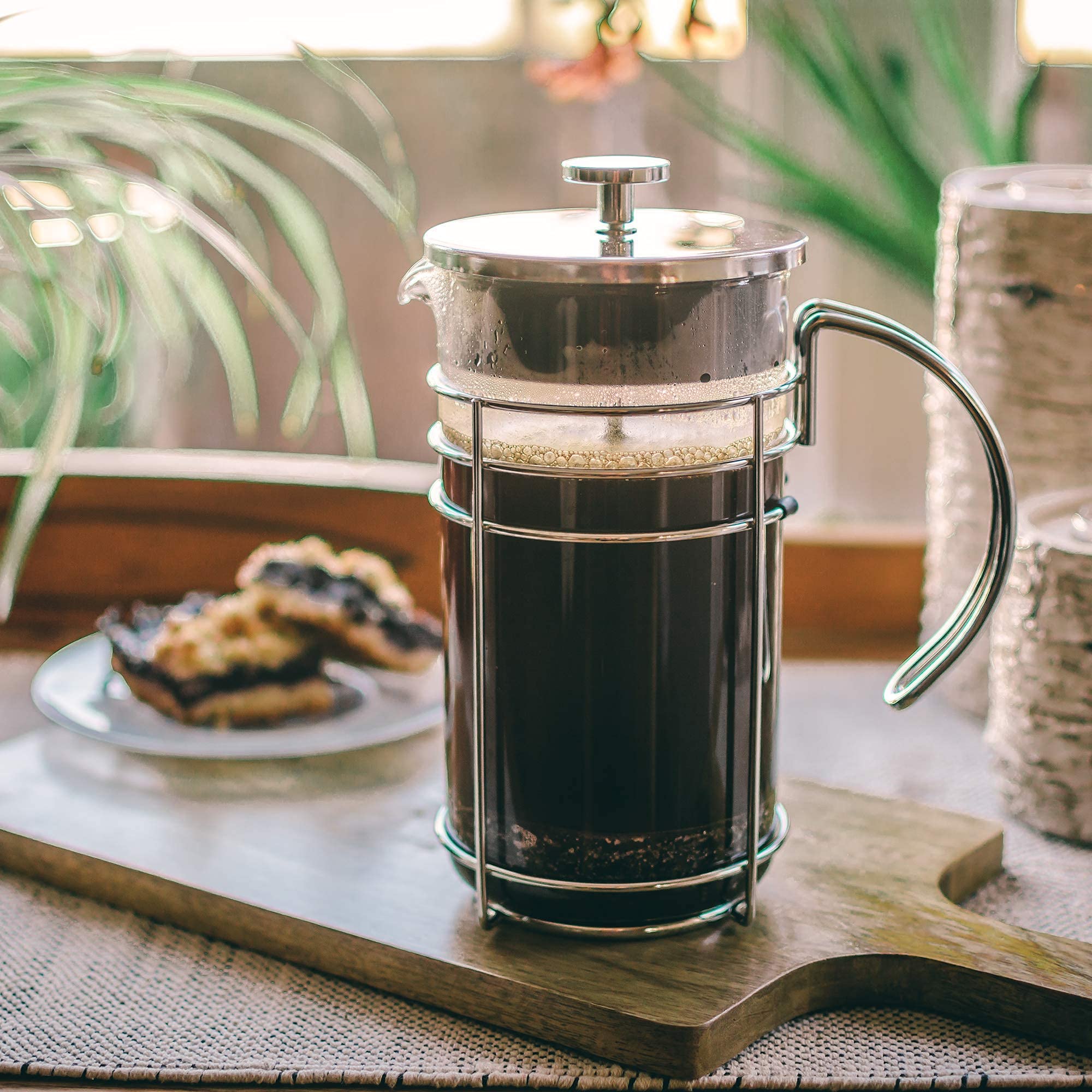 Premium GROSCHE Madrid French Press Coffee Maker - 1000ml (34 fl.oz) with FREE Replacement Glass Beaker - Stainless Steel Plunger for Rich, Bold Coffee - Ideal for Home, Office & Camping Use