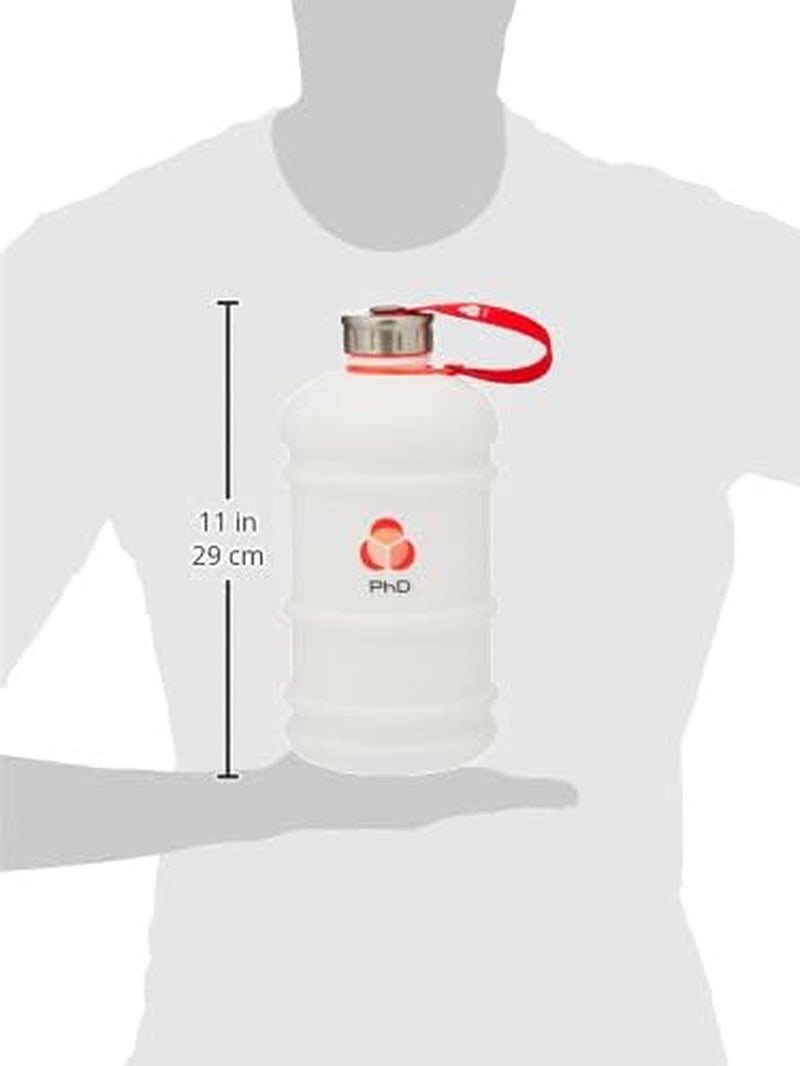 PhD Nutrition 2.2L Large Water Bottle with Straw - BPA Free, Leak Proof Sports Jug for Gym, Workout & Outdoor Activities - Matte White Hydration Container for Fitness Enthusiasts