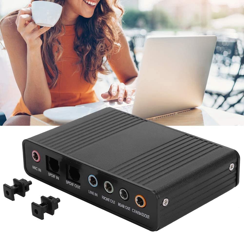 LAUDS External USB Sound Card for PC & Laptop - High-Quality Audio Adapter for Karaoke, Gaming, Streaming (Black) | Perfect for Home Studio, Online Meetings & Music Recording