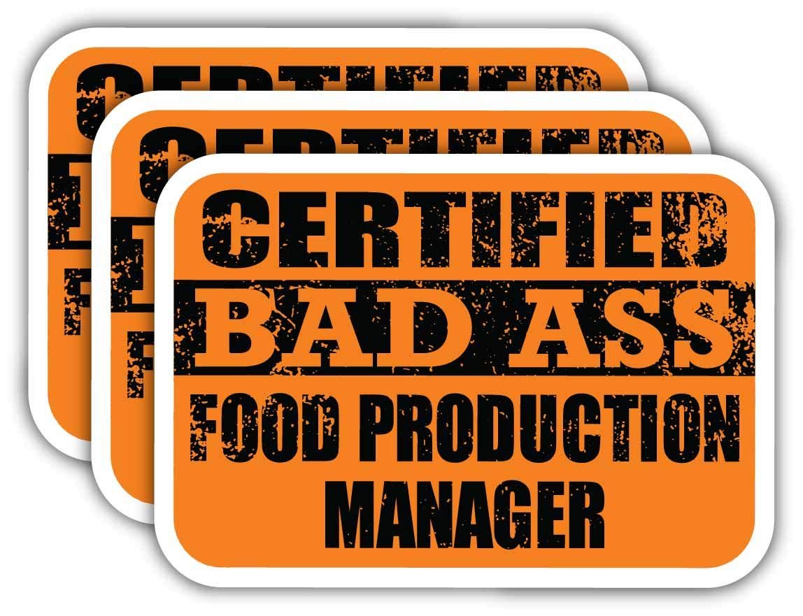 Certified Food Production Manager Stickers - Funny Job Gift for Chefs & Workers - Durable 3M Vinyl Decals for Laptops, Helmets, Cars