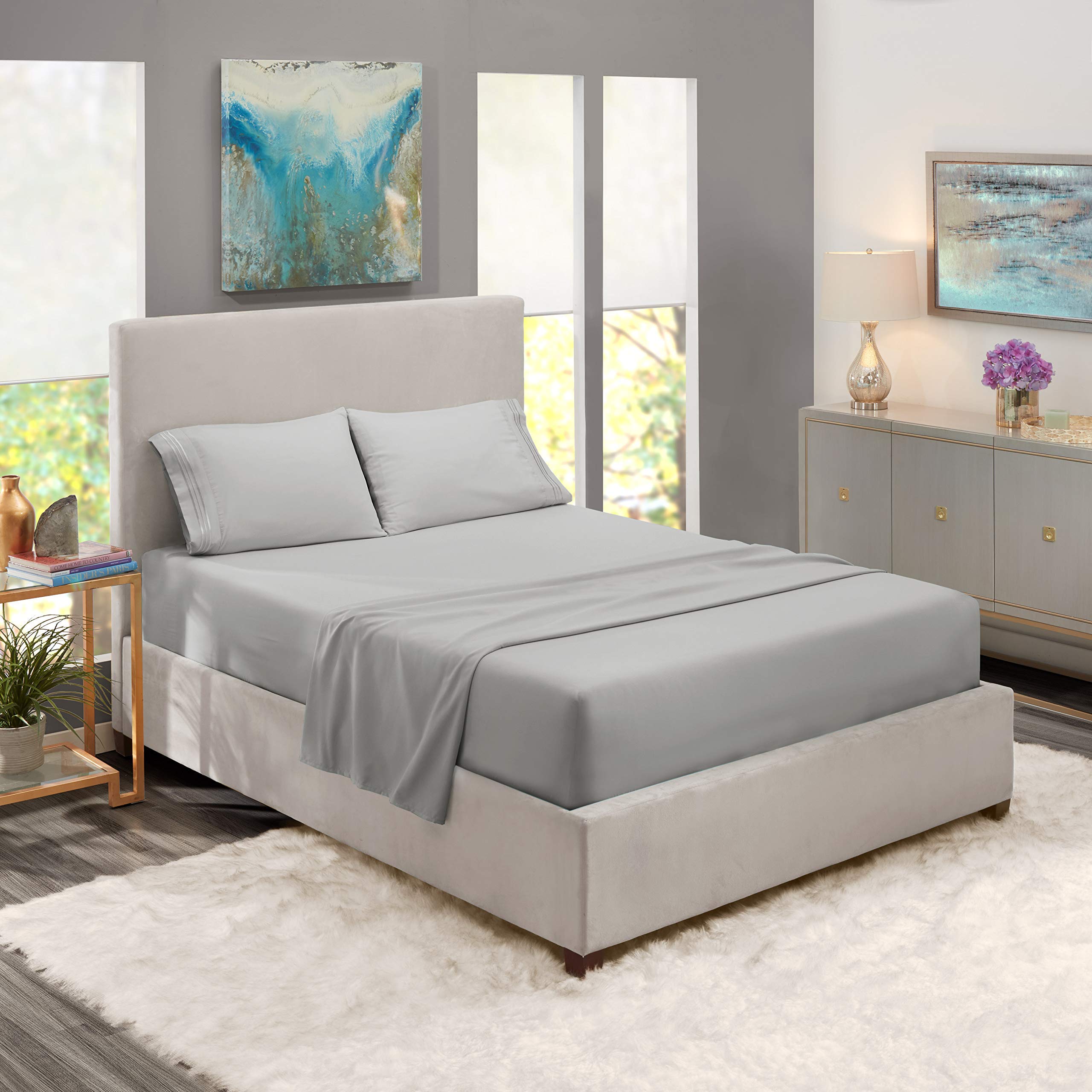 Premium 800 Thread Count 100% Combed Cotton Twin XL Sheet Set - 4pc Soft & Breathable Bed Sheets with Extra Long Staple Cotton, Deep Pocket Fits Mattress Up to 14