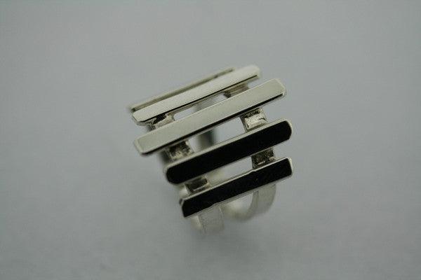 5 Bar Sterling Silver Deco Ring for Women - Elegant Stackable Vintage Jewelry for Everyday Wear & Special Occasions