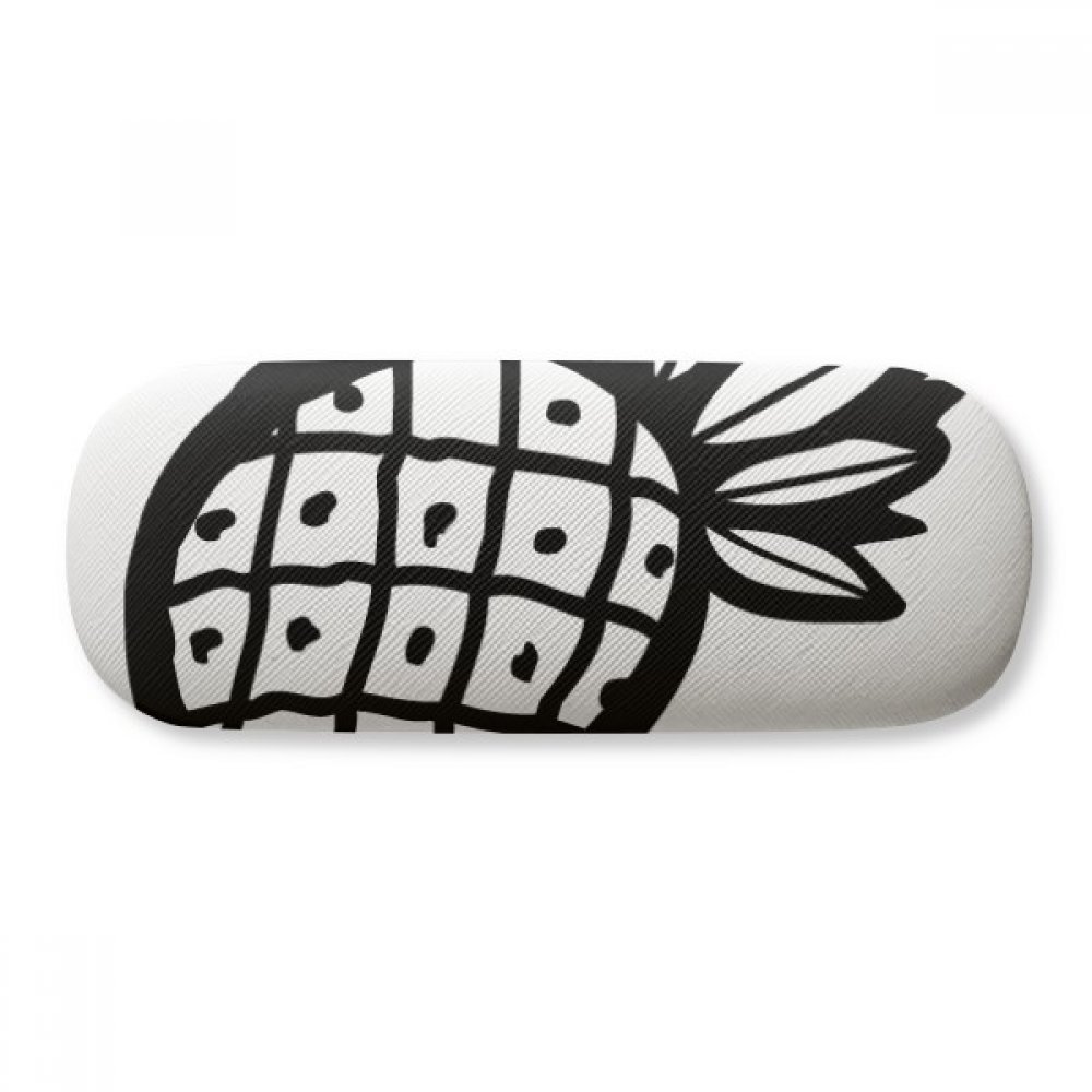 Black Pineapple Line Drawing Fruit Glasses Case - Eyeglasses Clam Shell Holder Storage Box for Sunglasses & Reading Glasses - Perfect for Travel, Beach, and Everyday Use