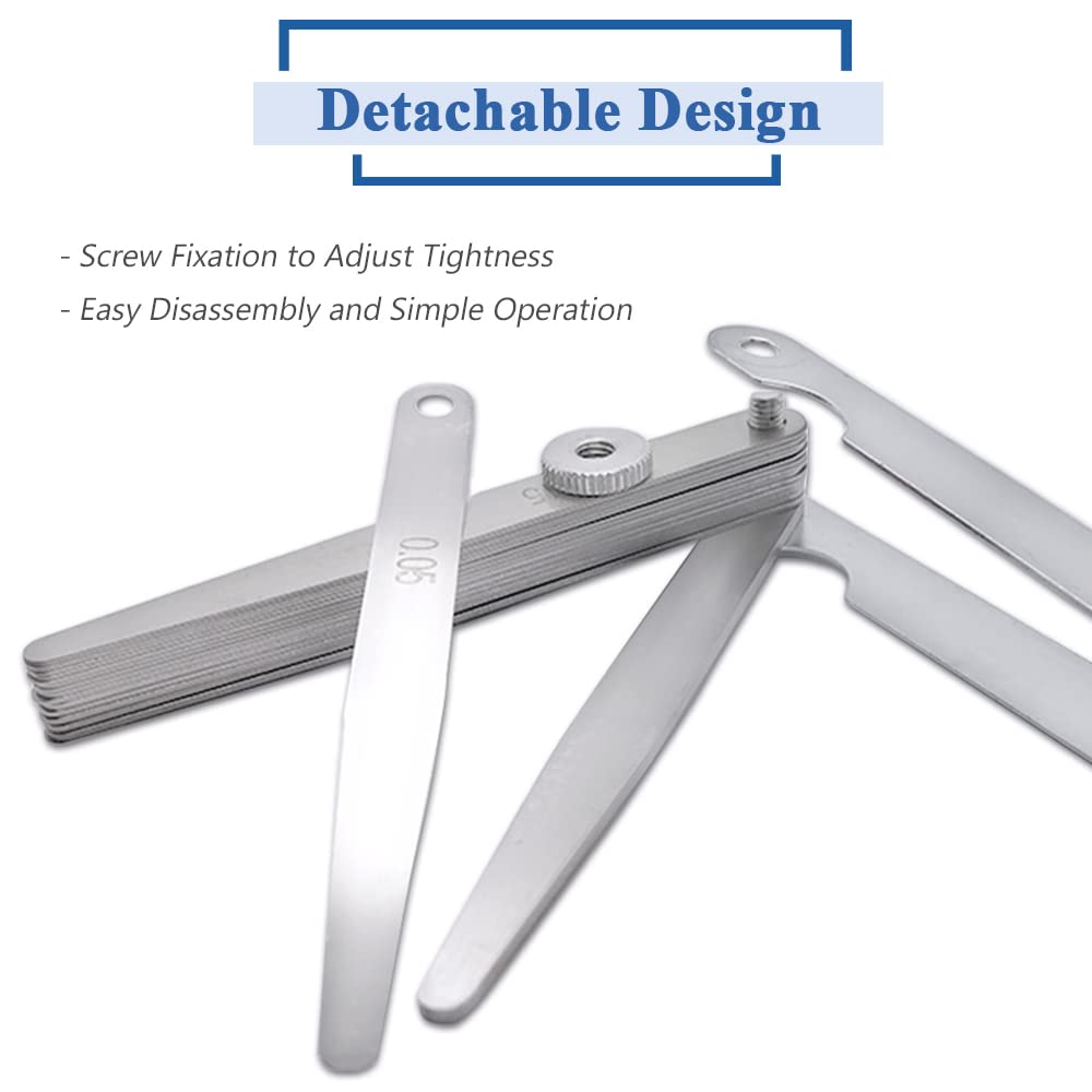 Mesee 17 Blades Metric Feeler Gauge Set - 0.02-1.00mm Stainless Steel Gap Measuring Tool for Automotive, Engine, Machinery & DIY Projects - Precision Thickness & Width Measurement Gauge