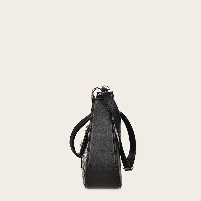 BOD88PI Women's Cuadra Black Fashion Python Crossbody Bag - Stylish Purse for Everyday Use, Work, and Evening Out