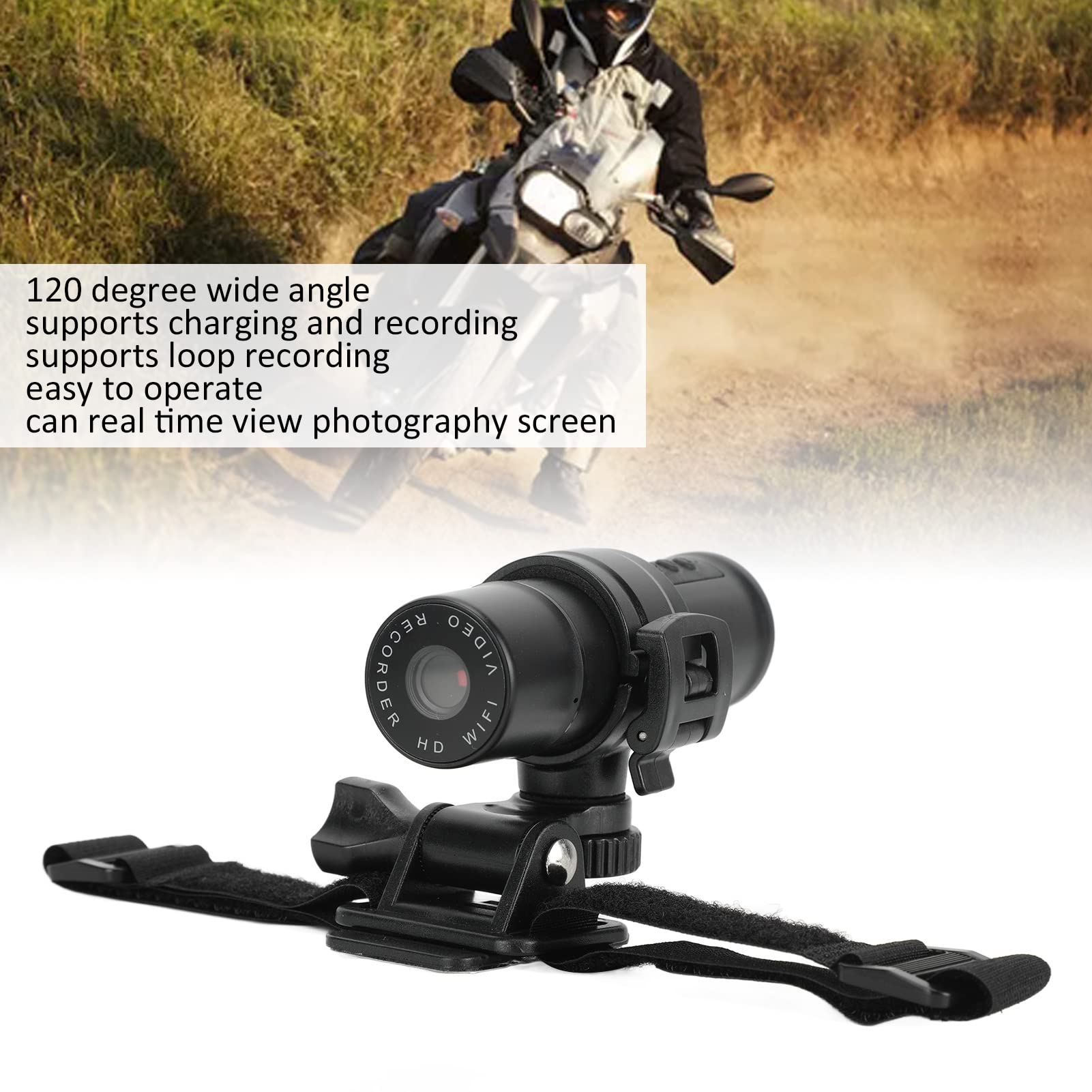 HD 1080P WiFi Waterproof Motorcycle Helmet Camera - 120° Wide Angle Sports Action Camera with 128GB Expandable Storage - Perfect for Cycling, Motocross, Skiing & Outdoor Adventures