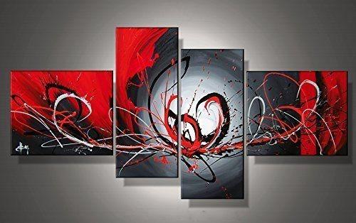 Black and Red Abstract Wall Art Paintings - Modern Simple Canvas Art for Living Room Decor | Buy Handmade Art Online for Home & Office