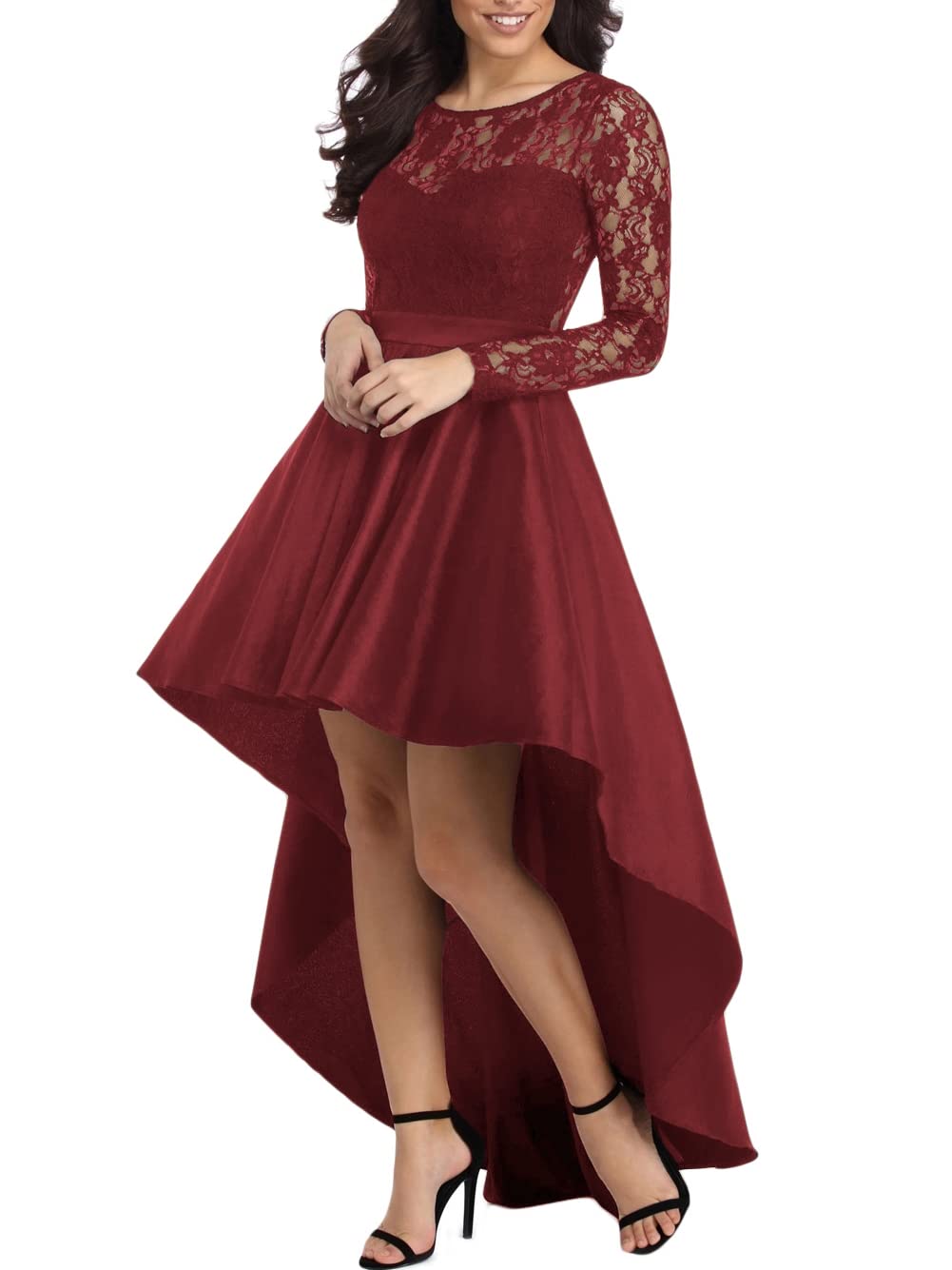 Elegant Lace Satin Prom Dress for Women - Cocktail & Evening Party