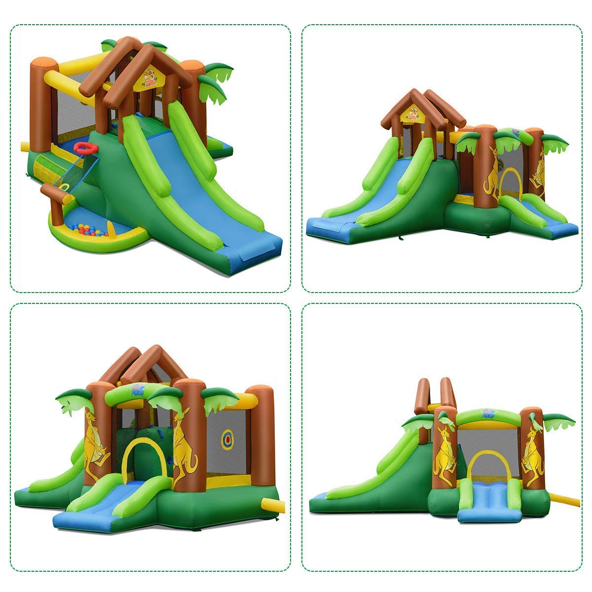 **WATERJOY Inflatable Bounce House with 740 Blower - Kids Slide, Jumping Castle, Basketball Rim & Football Area - Indoor & Outdoor Play for Birthday Parties, Backyard Fun & Family Gatherings**