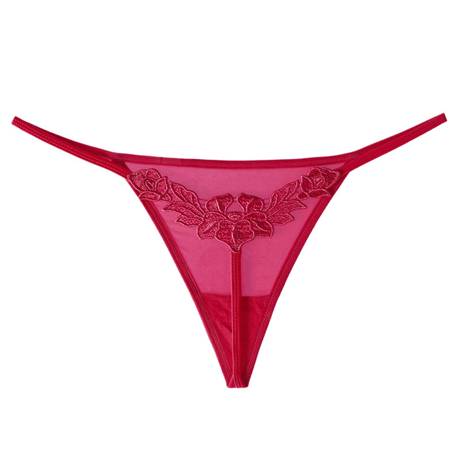 Sexy Women's Exotic Lace Thong Underwear - Low Rise Hollow Out See-Through G-String Panties for Date Night & Special Occasions
