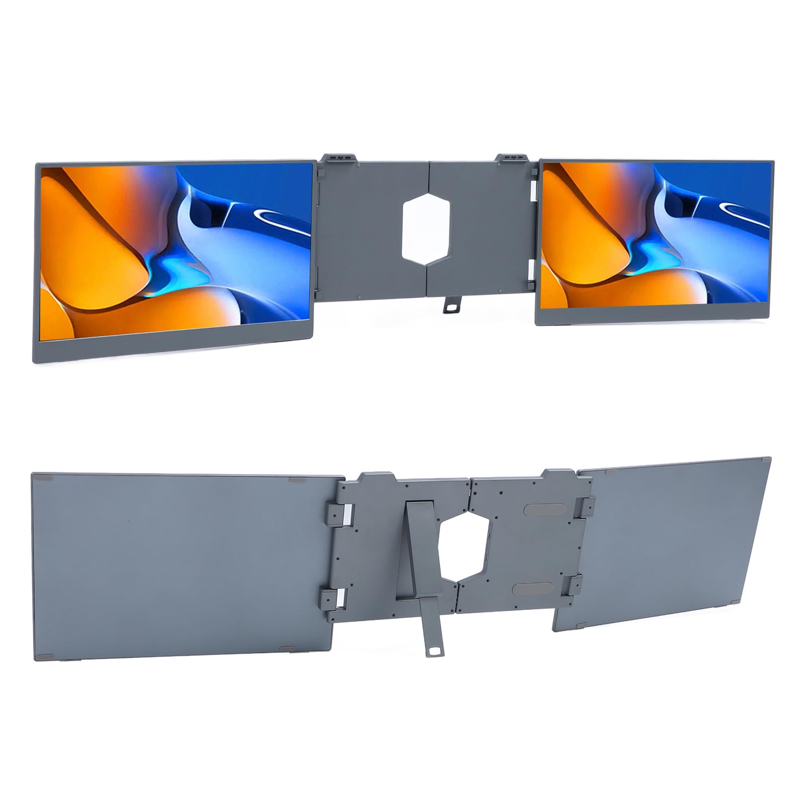 Elprico 15.6 Inch Portable Triple Monitor for Laptop - IPS FHD Display, Plug and Play Laptop Screen Extender - Perfect for Remote Work, Gaming & Multitasking
