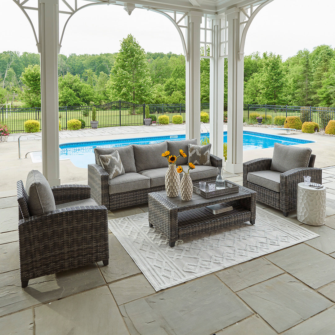 Premium Oasis Court Outdoor Patio Furniture Set - Durable Rattan Wicker Sofa with Cushions for Garden, Backyard, Poolside & Patio Relaxation