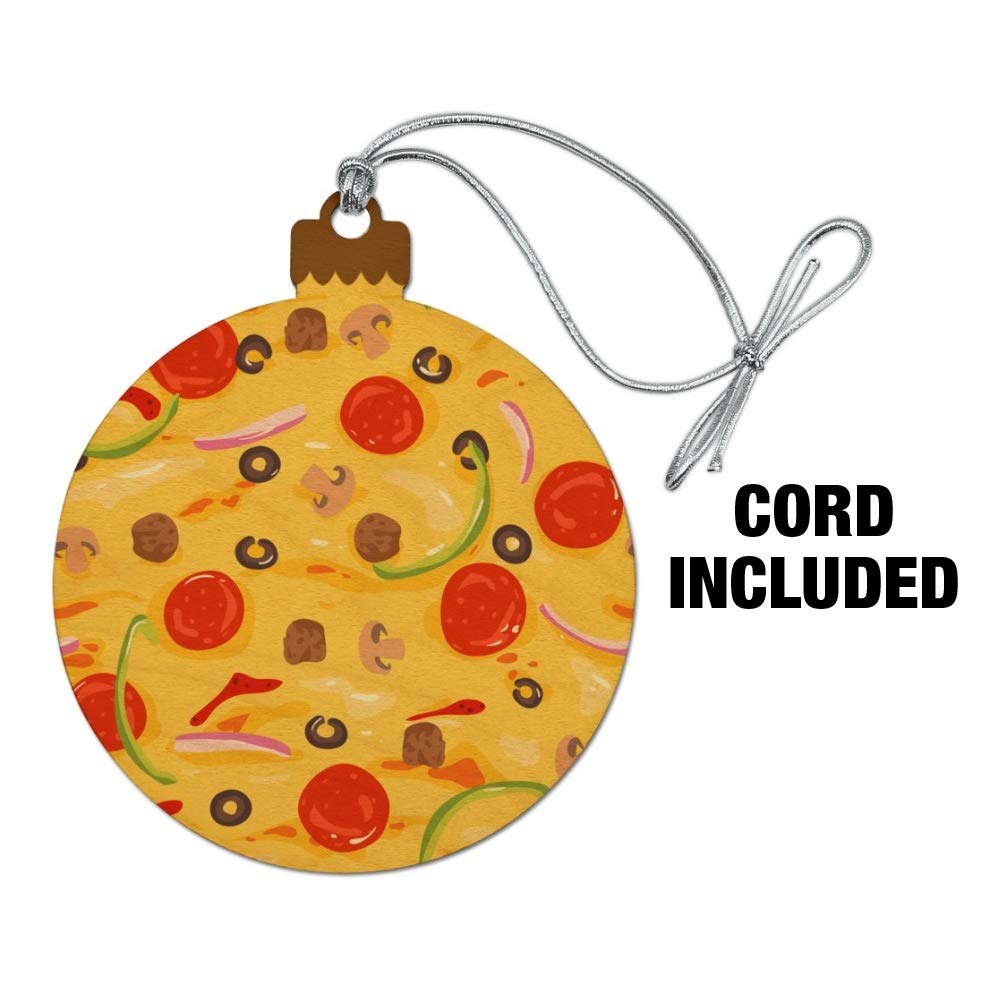 Pepperoni Pizza Christmas Ornament - Wooden Holiday Tree Decoration with Olives & Onions | Perfect for Kitchen Decor, Christmas Tree Topper & Food Lover Gifts