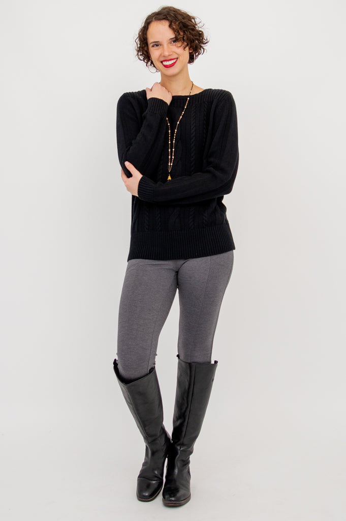 Stylish Cora Sweater for Women - Soft Cotton Knit Pullover in Classic Black | Perfect for Casual Outfits, Office Wear & Cozy Evenings