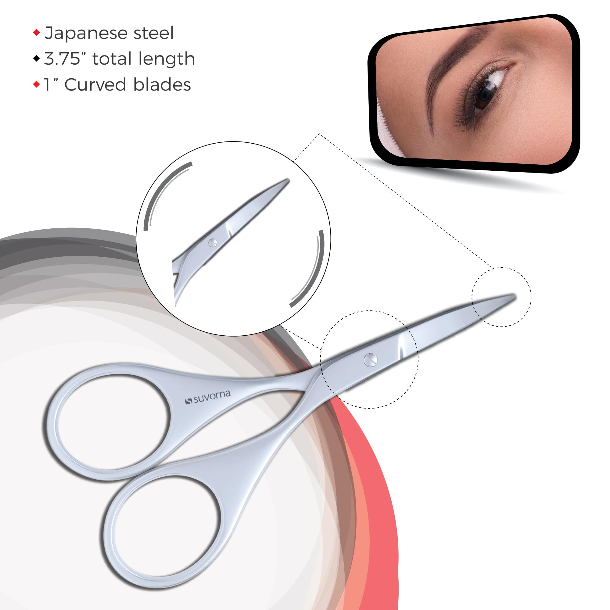 Ador Professional Eyebrow & Facial Hair Scissors - Precision Curved Grooming Scissors for Beard, Mustache, Eyelash, Nose & Ear Hair - Barber Tools for Men & Women - Perfect for Home Grooming & Salon Use