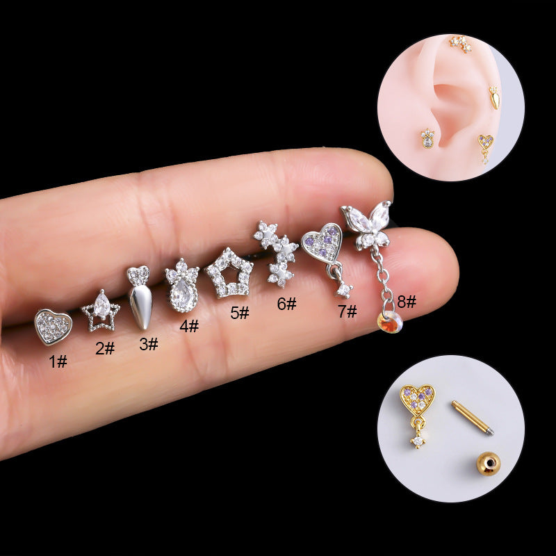 16G Surgical Steel Cartilage Earrings - Butterfly Dangle Tiny Ball Back Earrings for Women | Hypoallergenic Body Jewelry for Pierced Ears | Perfect for Everyday Wear, Parties & Gifts