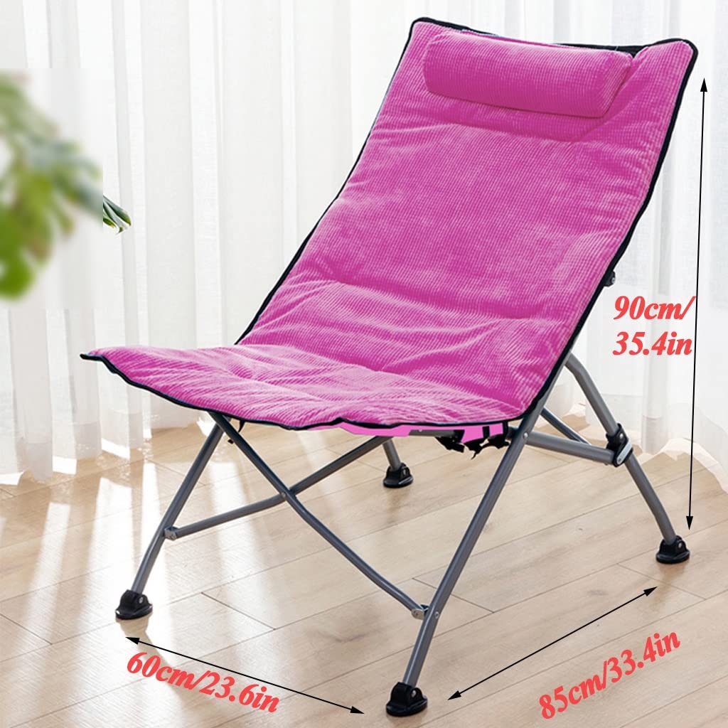 Heavy Duty Camping Chairs for Adults - Oversized Portable Folding Lounge Chair with Padded Seat, Removable Cushion & Pillow - Sturdy Metal Frame Collapsible Lawn Chair for Outdoor, Backyard, Beach, Picnic, Fishing & Camping (Blue)