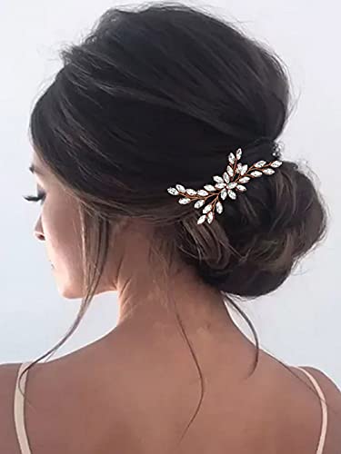 Elegant Rhinestone Crystal Bridal Hair Pins for Women - Rose Gold Wedding Hair Accessories for Brides, Bridesmaids & Flower Girls | Perfect for Weddings, Prom & Special Occasions