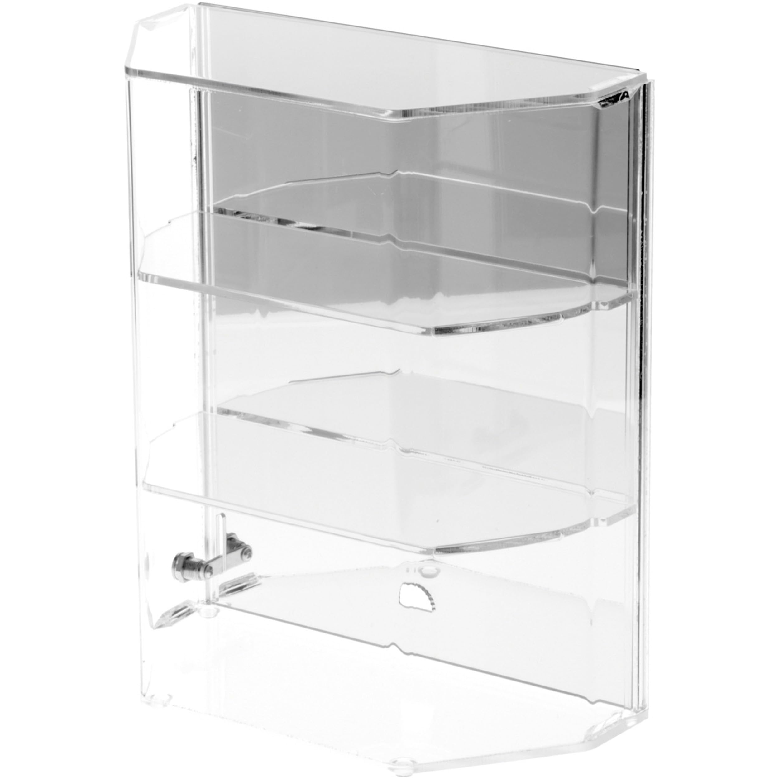 Plymor Clear Acrylic Locking Display Case with Angled Sides & Sliding Back - 2 Shelves (Mirrored) 12.75x10.5x5.5 Inches - Perfect for Collectibles, Jewelry & Retail Displays