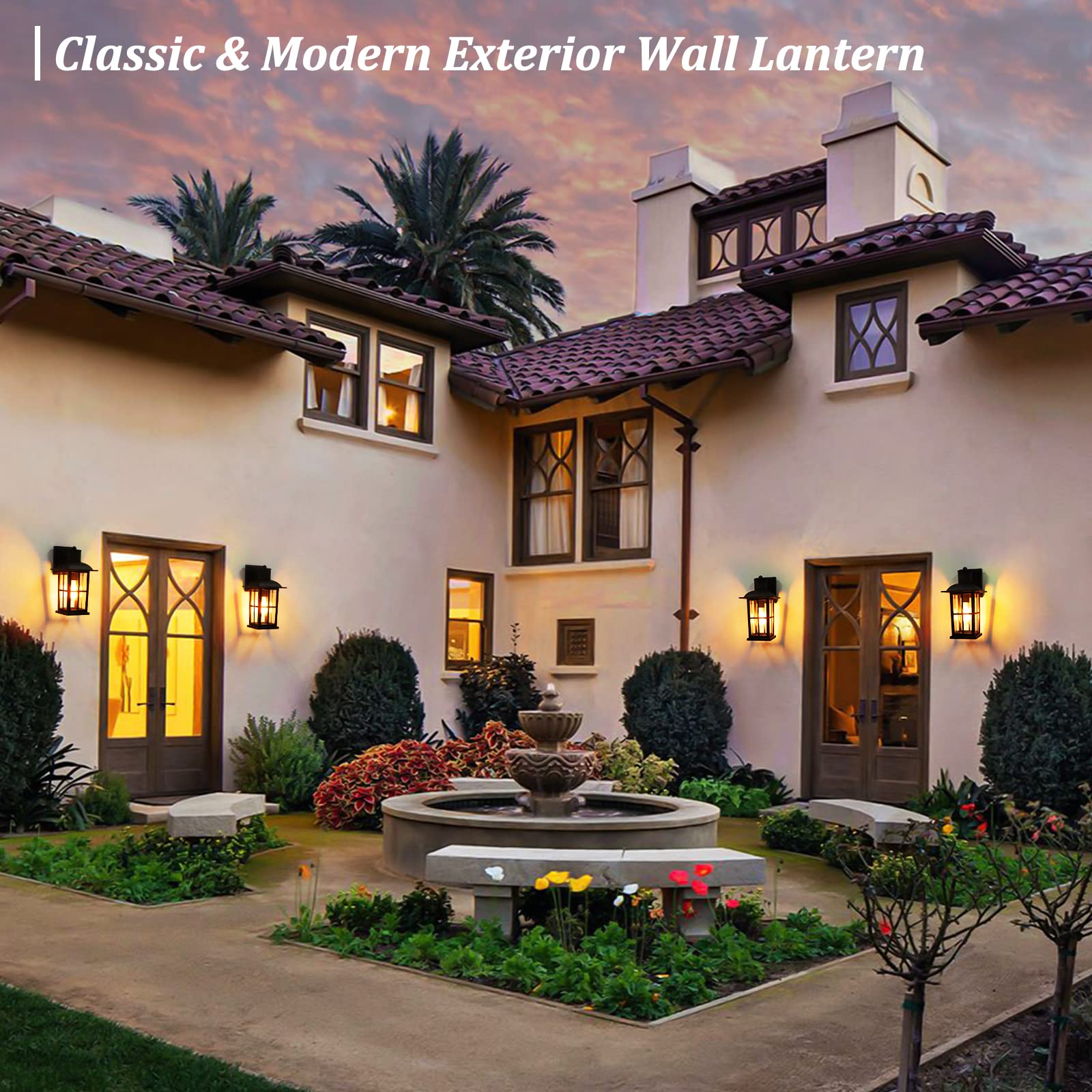 13in Outdoor Wall Lights - Anti-Rust 100% Aluminum Exterior Light Fixtures, Matte Black Wall Lanterns for Porch, Entryway & Garage - Durable Weatherproof Sconce Lighting for Home Exterior & Garden