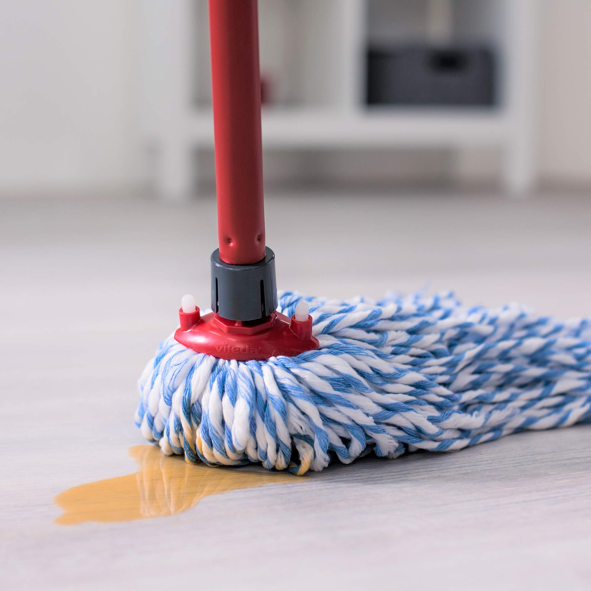 Vileda SuperMocio Microfiber and Cotton Mop with Extra Refill - Red | Heavy Duty Floor Cleaning for Hardwood, Tile & Laminate | Kitchen, Bathroom & Home Use