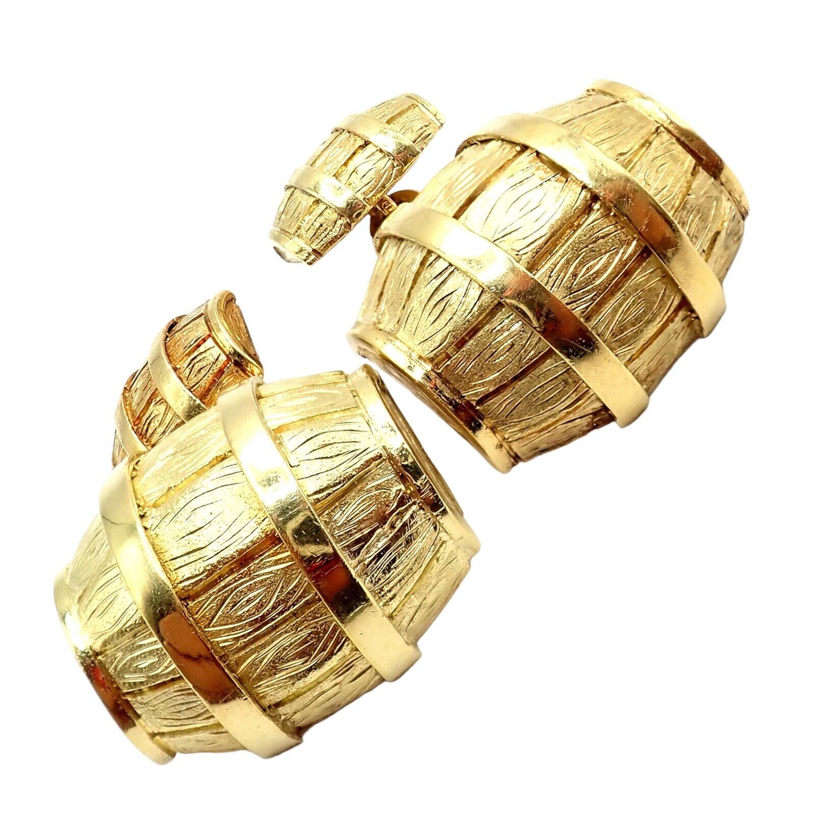 Vintage Cartier 18k Yellow Gold Barrel Cufflinks - Authentic 1970s Luxury Men's Jewelry for Formal Wear & Special Occasions