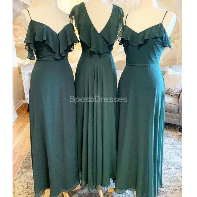 Elegant Green Chiffon Long Bridesmaid Dresses for Weddings - Affordable Formal Gowns WG691 | Perfect for Bridal Party, Evening Events & Special Occasions