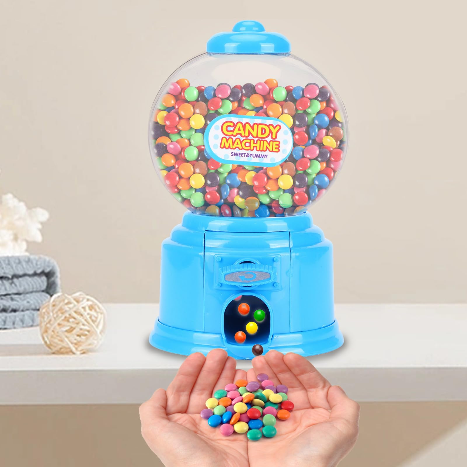 Mumisuto Mini Candy Vending Machine - Sweet Dispenser & Money Deposit Box for Kids | Fun Gumball Machine for Home, Parties & Classroom Rewards (Blue)