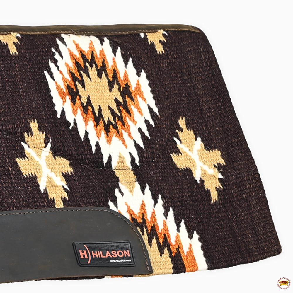 HILASON 34x36 Inch Western Horse Saddle Blanket - 100% Wool Pad for Comfort & Durability | Blue Equestrian Saddle Pad for Trail Riding, Training & Show | Horse Riding Accessories for English & Western Saddles