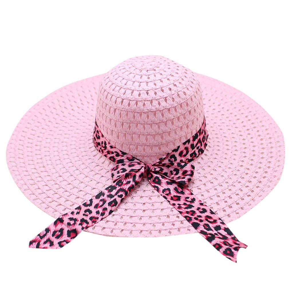 Women's Fashion Leopard Print Wide Brim Floppy Beach Hat - Sun Protection Baseball Cap for Outdoor, Travel, and Summer Activities