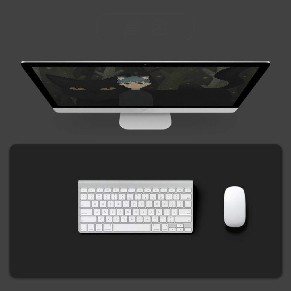 Non-Slip Waterproof Mouse Pad - Extra Large PU Leather Gaming Desk Mat (60x40cm/24x16in) - Solid Color Smooth Surface for Office, Work, Study & PC Gaming - Black Japanese Style Computer Accessory