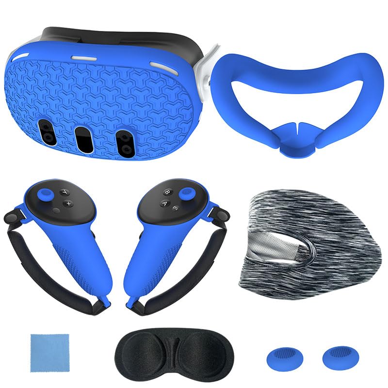 BIOSA 7-Piece Accessory Set for Meta Quest 3 - Protective Case, Anti-Slip Controller Grips, Anti-Scratch Lens Cover, Face Pad Cover, Sweatband & Headset Cover - Perfect for VR Gaming, Fitness & Entertainment