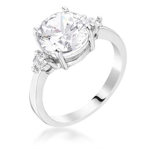 Classic Three Stone Clear Cubic Zirconia Engagement Ring for Women - Elegant Wedding, Proposal & Anniversary Jewelry Gift