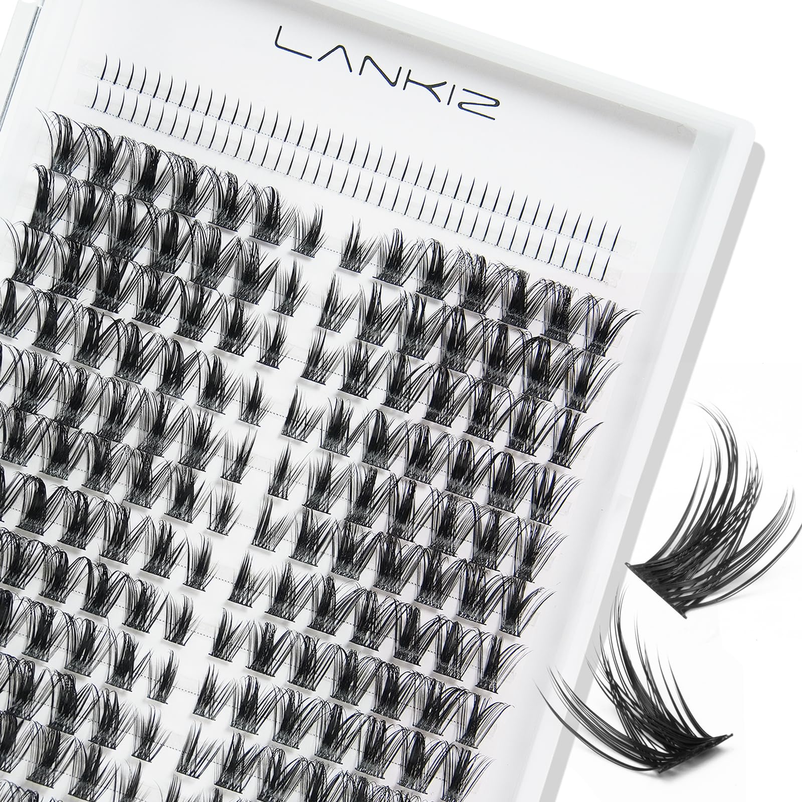 LANKIZ Manga Lashes - Natural Look False Eyelashes Clusters, D Curl Anime Lashes Extensions for Asian Eyes | Korean Makeup, Mink Wispy Fluffy Individual Lashes (Cluster-01 PLUS) - Perfect for Cosplay, Daily Wear & Special Occasions