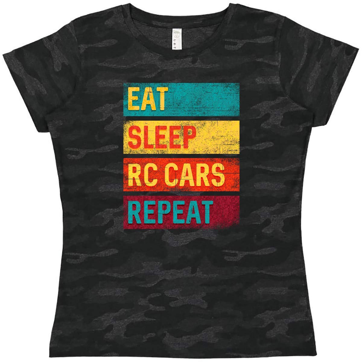 RC Racing T-Shirt for Women - Eat Sleep RC Cars Repeat Graphic Tee - Perfect for RC Enthusiasts & Racing Fans