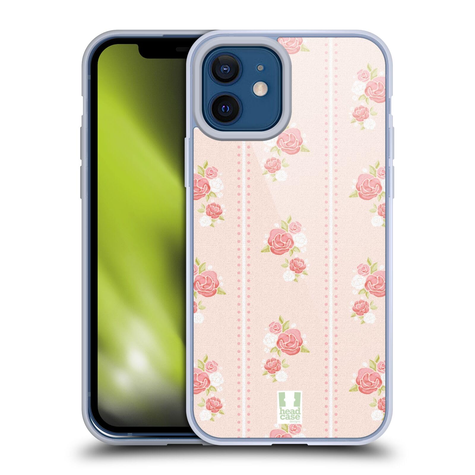French Country Stripes & Roses Soft Gel Phone Case for Apple iPhone 12/12 Pro - Protective & Stylish Cover for Everyday Use, Travel & Gifting