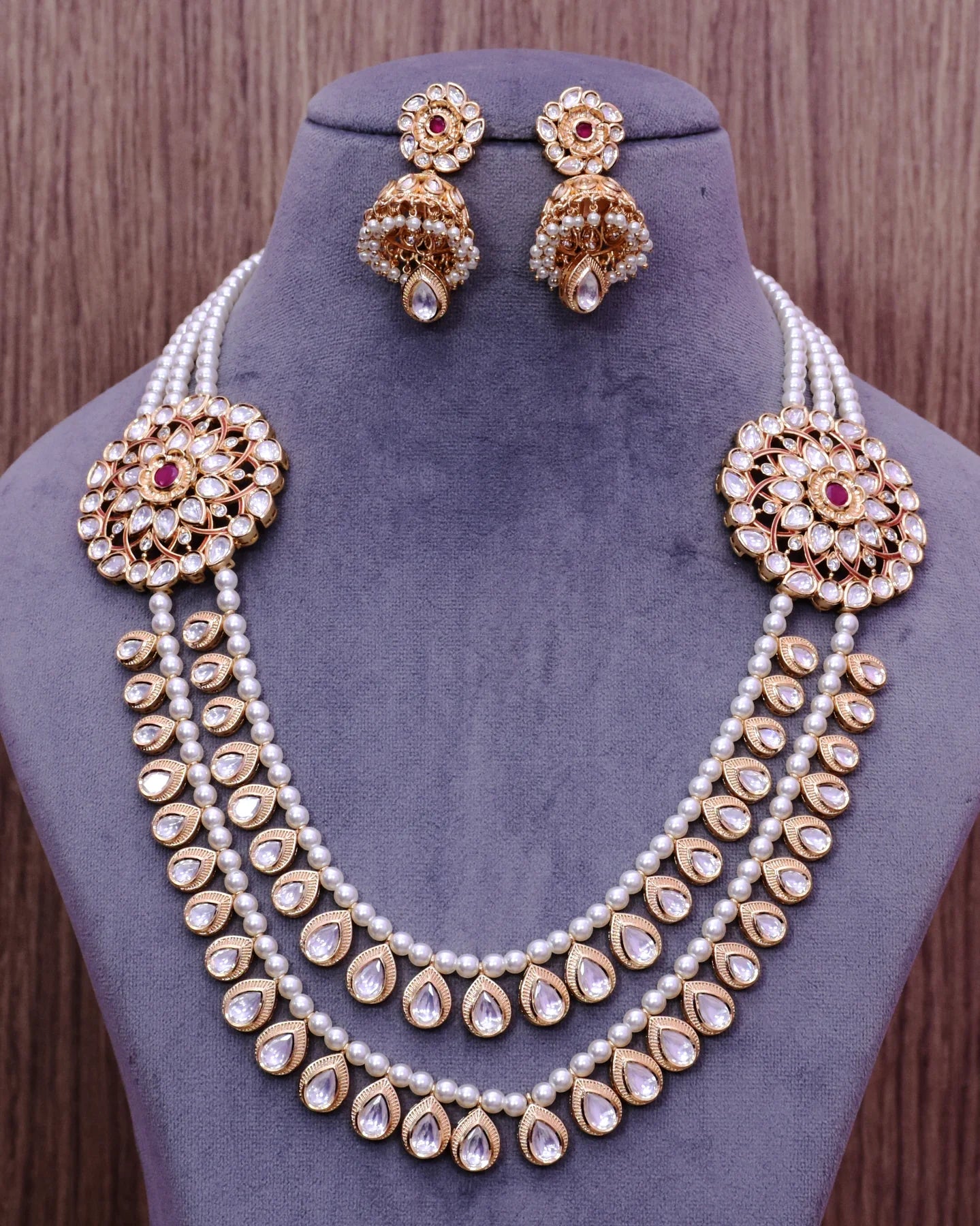 Elegant Gold Plated Royal Kundan Long Necklace with Matching Earrings Set (D646) | Perfect for Weddings, Parties, and Special Occasions